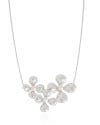 Gargantilha Veneziana Flor Pérola Ródio Branco - 45 cm