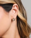 Brinco Retangular Detalhado Cristal Banhado a Ouro 18K