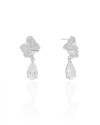 Brinco Orgânico Gota Cristal 3.2 cm Ródio Branco