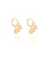 Brinco Argola Click Quadrados Citrino 2.2 cm Banhado a Ouro 18K