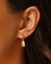 Brinco Argola Click Quadrados Citrino 2.2 cm Banhado a Ouro 18K