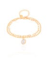 Pulseira Dupla Bolinhas Elos Ponto de Luz Cristal Banhado a Ouro 18K