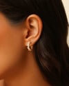 Brinco Argola Baguetes Cristal 1.6 cm Banhado a Ouro 18K
