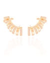 Ear Cuff Filetes Cravejados Cristal Banhado a Ouro 18K