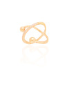 Anel X Bola Lisa Cravejado Cristal Tamanho 19 Banhado a Ouro 18K