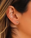 Brinco Flor Ponto de Luz Cristal 5 mm Banhado a Ouro 18K