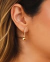 Brinco Argola Click Bola Lisa Cravejado Cristal 2.7 cm Banhado a Ouro 18K