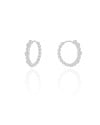 Brinco Argola Click Bolinhas Lisas e Cravejadas Cristal 1.8 cm Ródio Branco