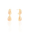 Brinco Gota Dupla Lisa 3.1 cm Banhado a Ouro 18K