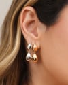 Brinco Gota Dupla Lisa 3.1 cm Banhado a Ouro 18K