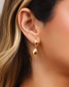 Brinco Gota Dupla Lisa 3.1 cm Banhado a Ouro 18K