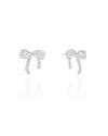 Brinco Laço Orgânico Cravejado Cristal 1.8 cm Ródio Branco