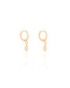 Brinco Argola Click Navete Cristal 2.2 cm Banhado a Ouro 18K
