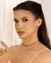 Choker Bolas Geométricas Pretas e Lisas Douradas Banhado a Ouro 18K