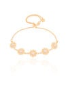 Pulseira Margaridas Pérolas Fecho Gravata Banhado a Ouro 18K