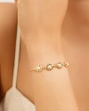 Pulseira Margaridas Pérolas Fecho Gravata Banhado a Ouro 18K