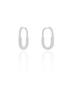 Brinco Argola Click Oval Cravejado Cristal 2.5 cm Ródio Branco