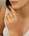 Anel Ajustável Baguete Cravejado Cristal Tamanho G Banhado a Ouro 18K