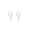 Brinco Argola Click Coração Cristal 2.0 cm Ródio Branco