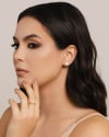 Brinco Quadrado Cravejado Cristal 1.0 cm Banhado a Ouro 18K