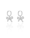 Brinco Argola Click Laço Baguetes Cristal 2.6 cm Ródio Branco