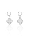 Brinco Argola Click Trevo Madrepérola 3.2 cm Ródio Branco