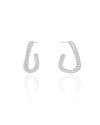 Brinco Argola Torcida Cravejada Cristal 2.3 cm Ródio Branco