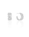 Brinco Argola Baguetes Cristal 1.9 cm Ródio Branco