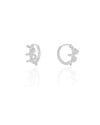 Brinco Argola Click Espiral Cravejado Cristal 1.4 cm Ródio Branco