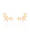 Ear Cuff Flores Cravejado Cristal 2.9 cm Banhado a Ouro 18K