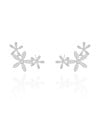 Ear Cuff Flores Cravejado Cristal 2.9 cm Ródio Branco