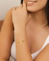 Pulseira Malha Fita Coração Banhado a Ouro 18K