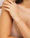 Pulseira Elos Duplos Quadrados 4 mm Banhado a Ouro 18K