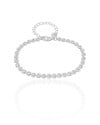 Pulseira Elos Duplos Quadrados 4 mm Ródio Branco