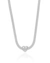 Choker Malha Fita Coração Ródio Branco