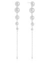Brinco Pêndulo Bolas Lisas 11.8 cm Ródio Branco