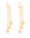 Brinco Argola Click Franjas Bolas Lisas 7.6 cm Banhado a Ouro 18K