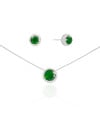 Conjunto Ponto de Luz Esmeralda Cravejado Cristal Ródio Branco