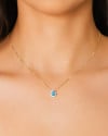 Conjunto Gota Topazio Sky Cravejado Cristal Banhado a Ouro 18K