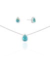 Conjunto Gota Topazio Sky Cravejado Cristal Ródio Branco