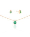 Conjunto Gota Turmalina Cravejado Cristal Banhado a Ouro 18K