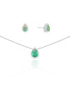 Conjunto Gota Turmalina Cravejado Cristal Ródio Branco