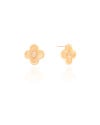Brinco Flor Riscada com Ponto de Luz Cristal Banhado a Ouro 18K
