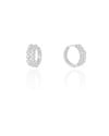 Brinco Argola Click Bolinhas Pontos de Luz Cristal 1.5 cm Ródio Branco