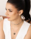 Choker Plaquinhas Corações Ródio Branco