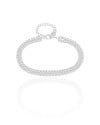 Pulseira Dupla Riviera Cristal 2 mm Ródio Branco