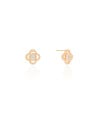 Brinco Flor Vazada Ponto de Luz Cristal 1.1 cm Banhado a Ouro 18K