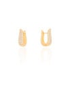 Brinco Argola Click em U Cravejado Cristal 1.8 cm Banhado a Ouro 18K