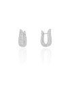 Brinco Argola Click em U Cravejado Cristal 1.8 cm Ródio Branco