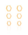 Trio de Argolas Geométricas Banhado a Ouro 18K
